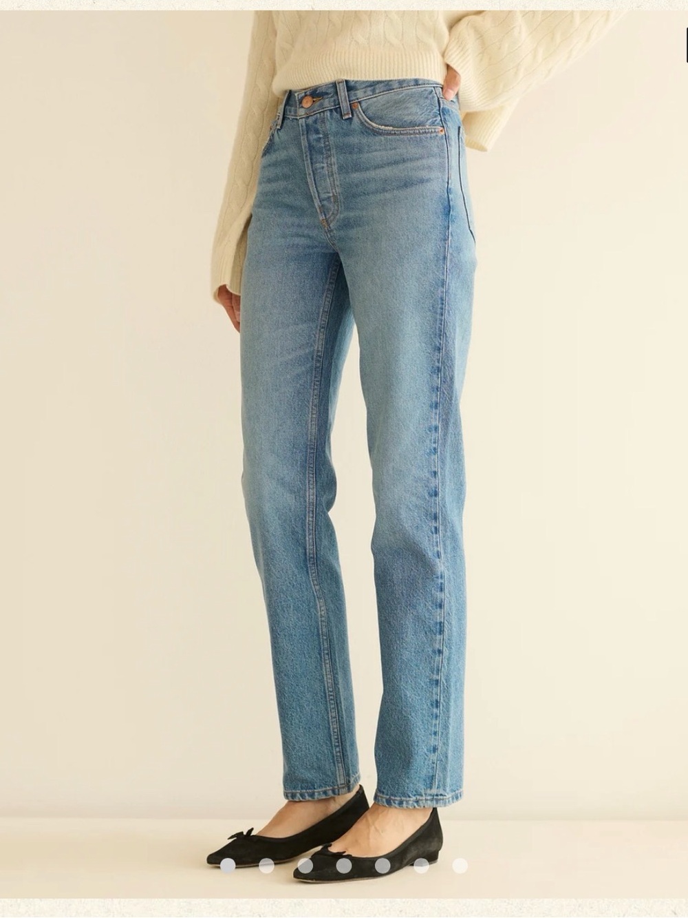 Doen Straight-Leg High-Rise Jeans in Light Blue